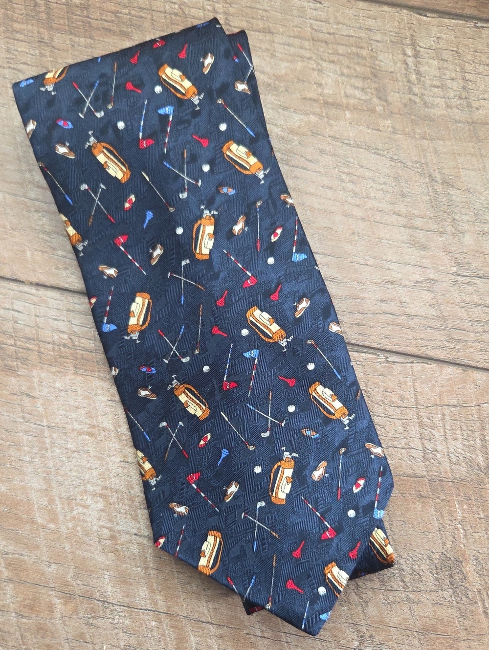 Vintage Zianetti Italian Silk Collection Golf Design 100% Silk Tie - Blue